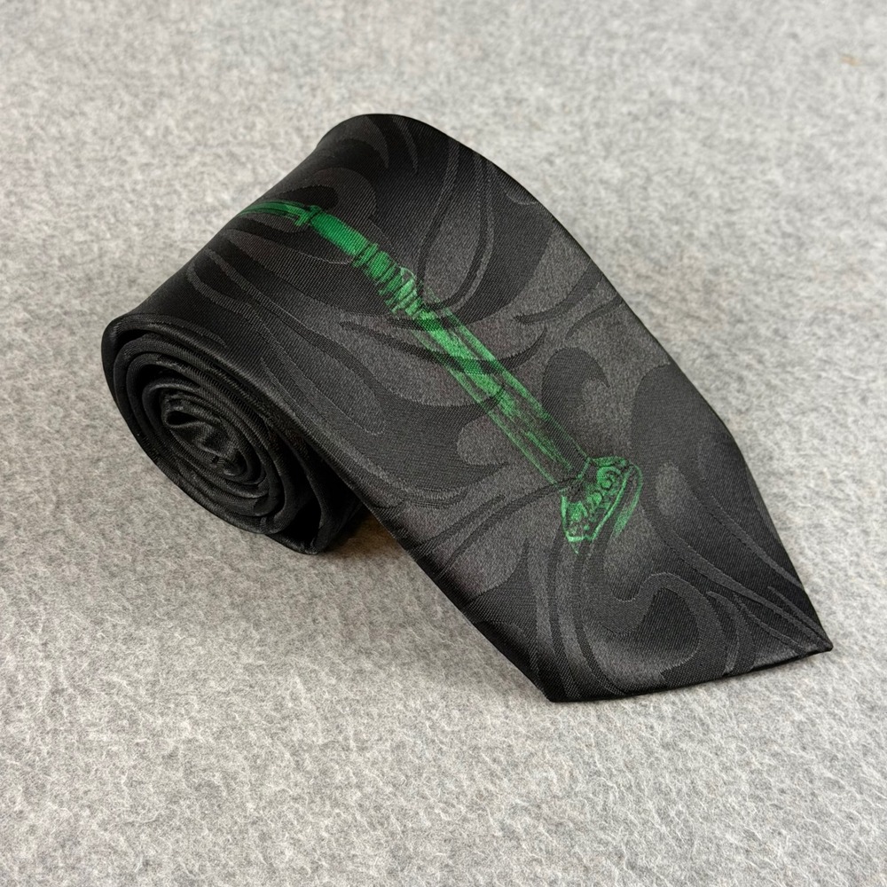 Steven Harris Mens New Orleans Bourbon Street Lamp Post Black Green Tie 57x3.5"